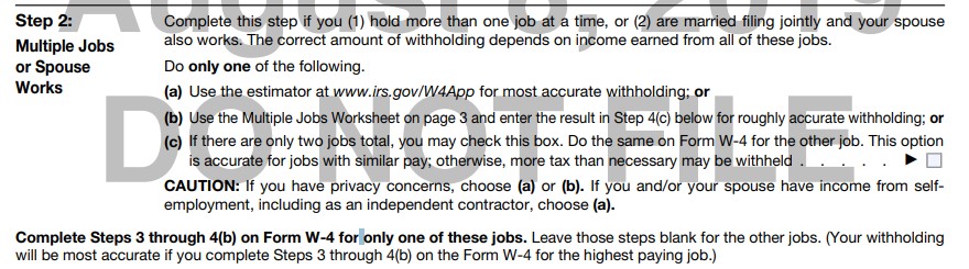 Form W-4 Step Two