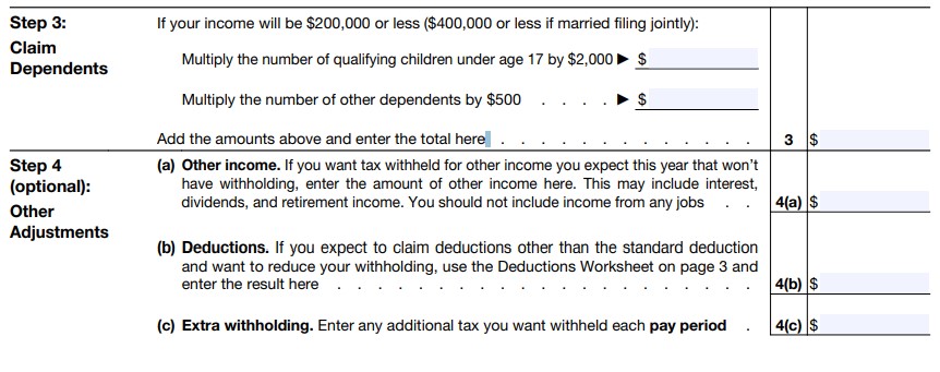 Form W-4 Step Three